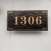 Retro antique bronze door card customized New Chinese home entry door booking for residential apartment room number plate of residential apartment