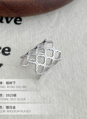 S925纯银个性镂空蜂巢耳夹女韩版小众几何时尚ins风耳骨耳饰礼物