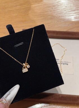 S925银满钻同心锁项链小众轻奢锁头包包锁骨链女送闺蜜礼物