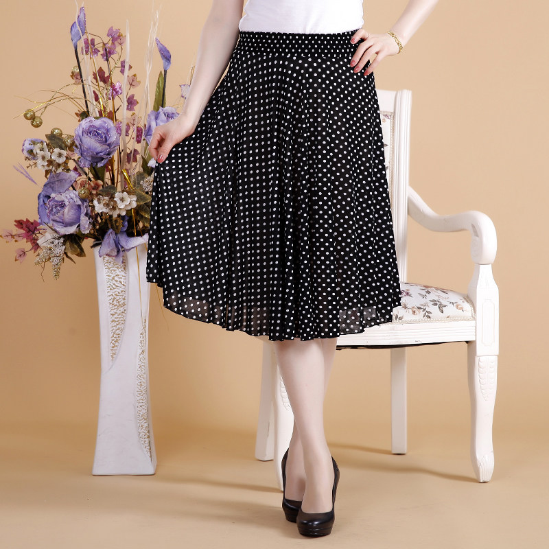 新款中年女装夏装冰丝短裙妈妈装松紧腰围半身裙中裙广场舞跳舞裙,淘宝优惠券,粉丝福利购,淘宝优惠卷