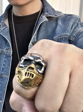 电影黑五杰森面具戒指男钛钢