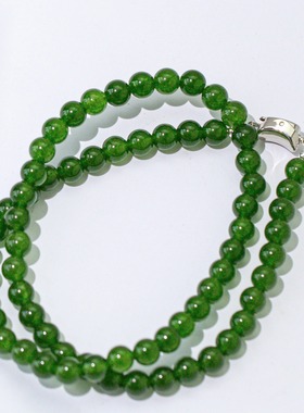 韩国绿色项链 玉髓串珠水晶项链新中式锁骨链显白轻奢气质款小众