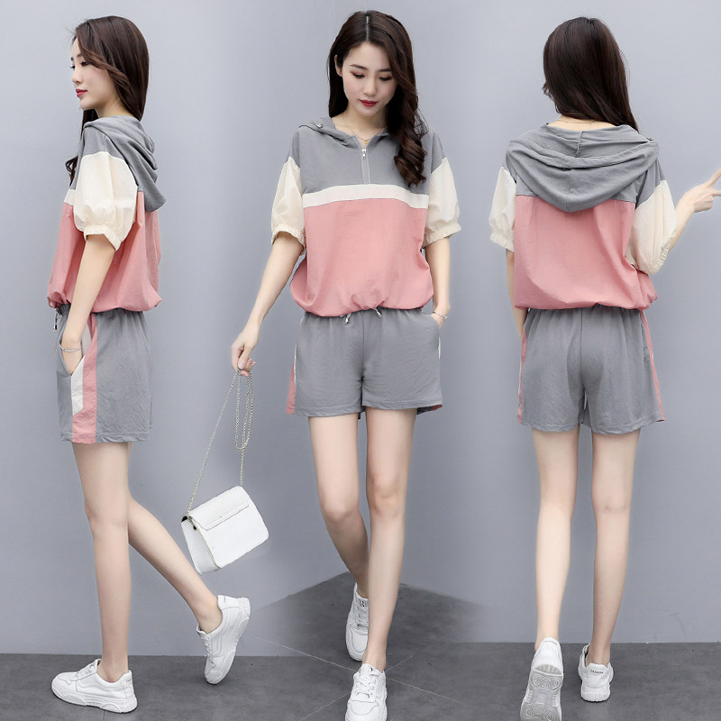 大码女装2020胖mm两件套短裤 艺恬大码女装