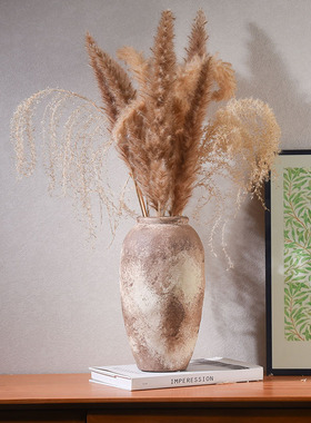 陶瓷花瓶复古陶罐风侘寂风插花花器样板房家居饰品摆件高级感装饰