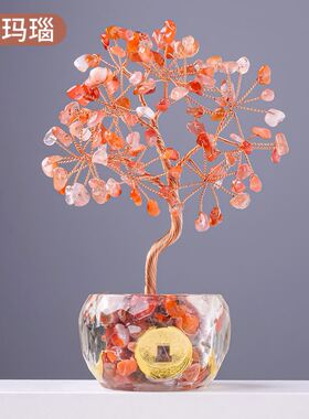 天然水晶发财树钻石碗底座招财树摇钱树生命树招财树水晶摆件