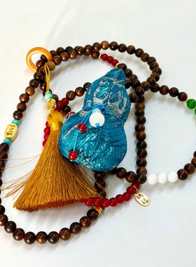 『随身携福』非金属木质项链中式宋锦葫芦吊坠斜挎链SP006