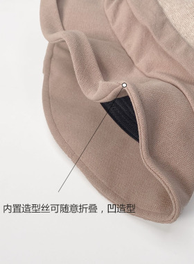 渔夫帽盆帽女棉麻拼接