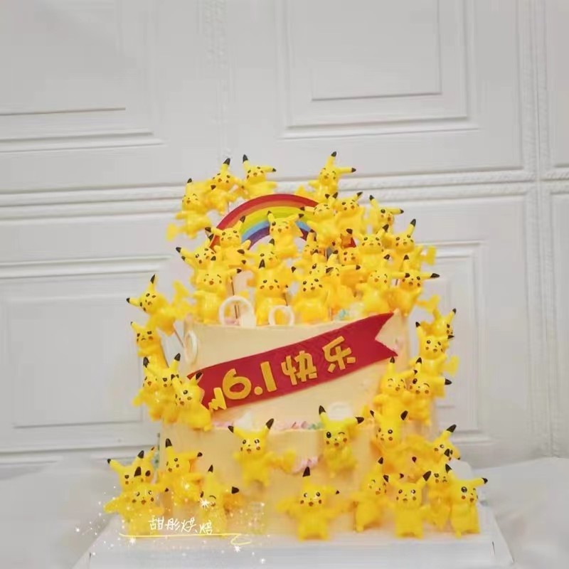 皮卡丘蛋糕装饰摆件六一儿童节宠物小精灵球玩具小公仔车载装饰,淘宝优惠券,粉丝福利购,淘宝优惠卷