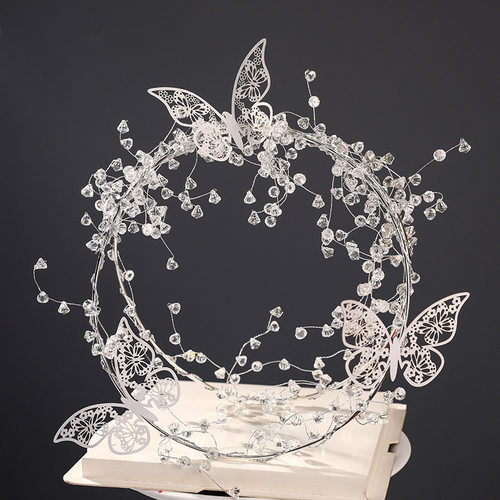 七夕网红白色蝴蝶蛋糕装饰插牌铁艺亚克力生日快乐烘焙西点甜品台 - 图1