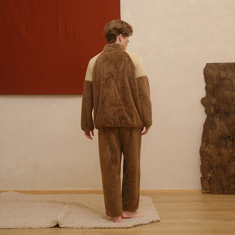 朵朵可可加厚珊瑚绒睡衣男士秋冬季特厚双面毛绒家居服套装可外穿 - 图2