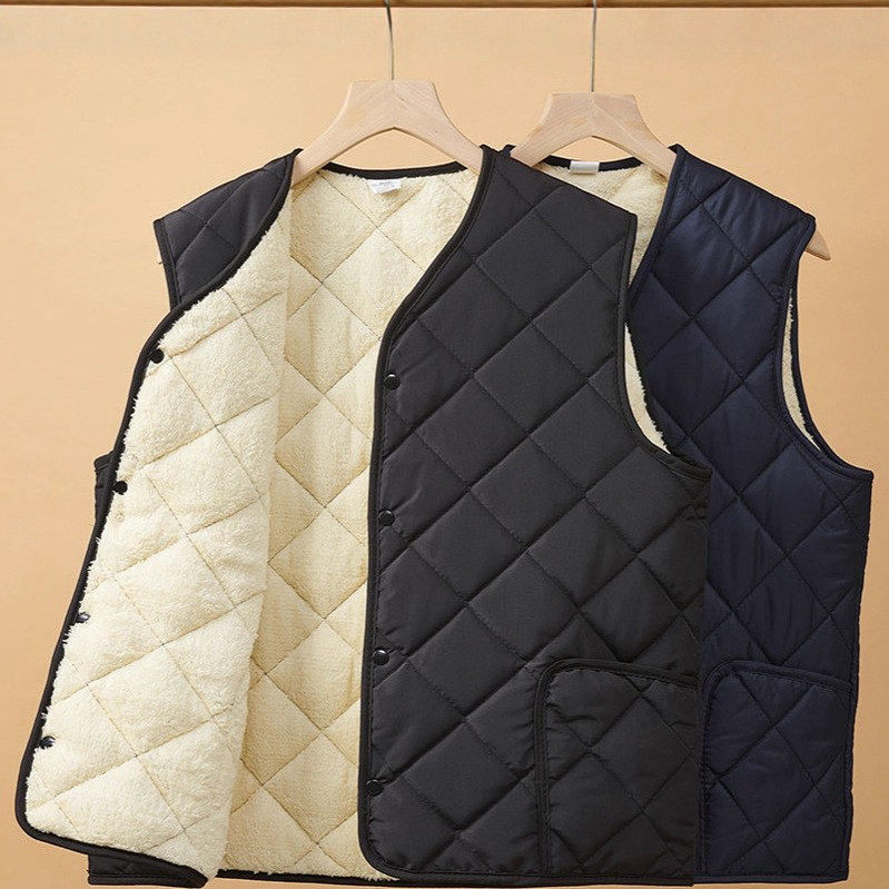 秋冬中老年加绒棉马甲男士坎肩轻薄内外穿羊羔绒内胆背心一件包邮