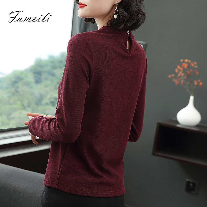 2020秋装新款长袖中年蕾丝洋气t恤 法美丽T恤