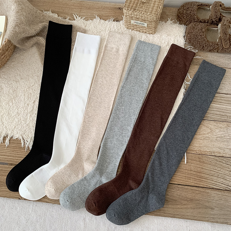 无骨百搭过膝长筒袜袜子女秋冬款平板纯色保暖显瘦配长靴堆堆长袜,淘宝优惠券,粉丝福利购,淘宝优惠卷