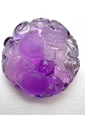 天然紫水晶九尾狐吊坠狐狸项链女款桃花狐仙项坠九紫离火毛衣链