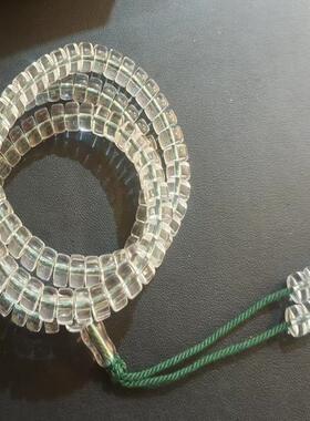 原矿10A级天然白水晶药片珠1.2\2.0mm孔道金刚萨埵108颗佛珠念珠