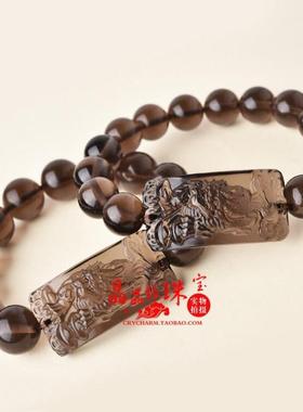 黑曜石一叶吸财貔貅麒麟手链