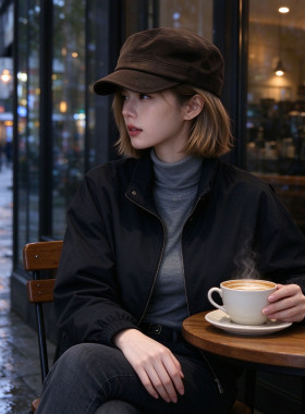 复古百搭秋冬女显脸小报童帽