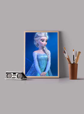 冰雪奇缘迪士尼动画电影卡通海报装饰画爱莎公主儿童房客厅挂画