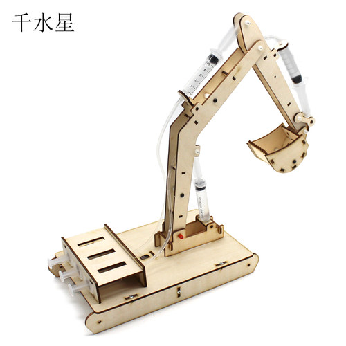 木质液压挖掘机模型科学实验针管水压小制作学生手工教具拼图材料 - 图3