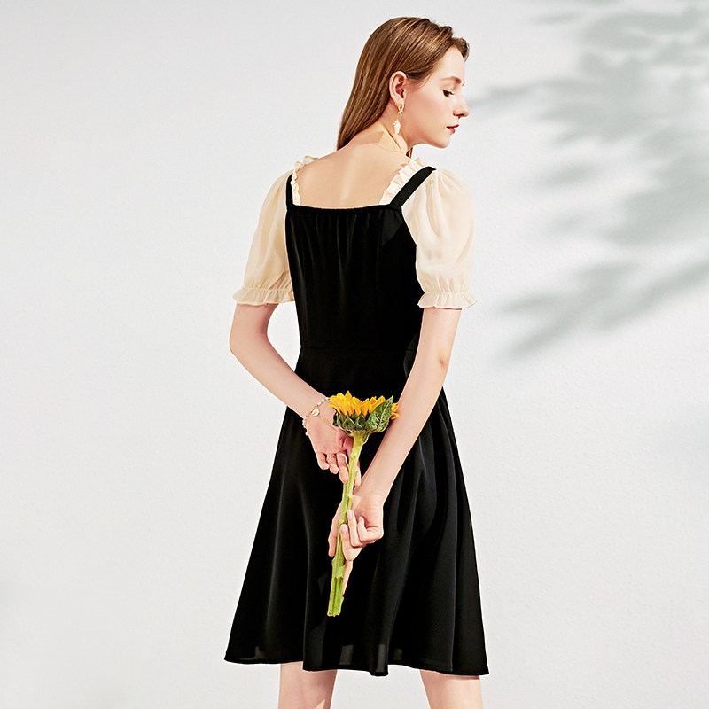 雪纺2020夏季新款收腰显瘦背带裙 百达依莉连衣裙