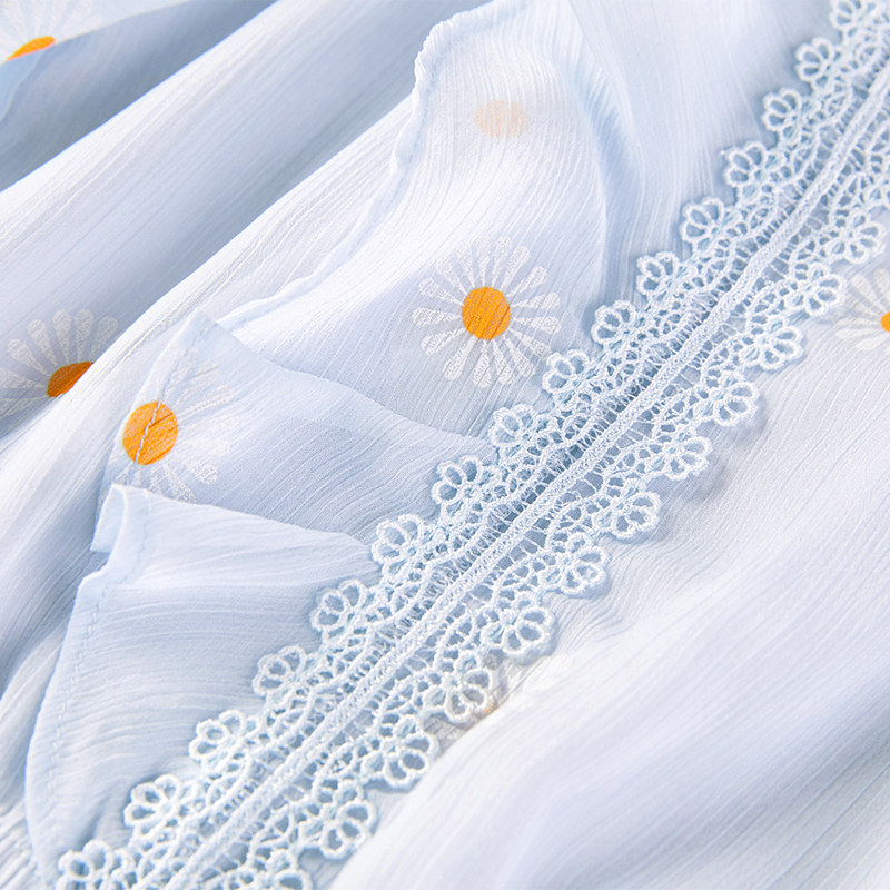 碎花雪纺2020夏季新款方领显瘦气质 百达依莉连衣裙