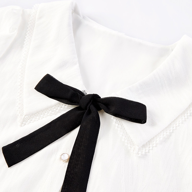 白色女夏2020新款娃娃领雪纺衬衫 百达依莉衬衫