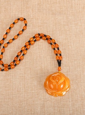 老蜜蜡项链长款简约百搭配饰