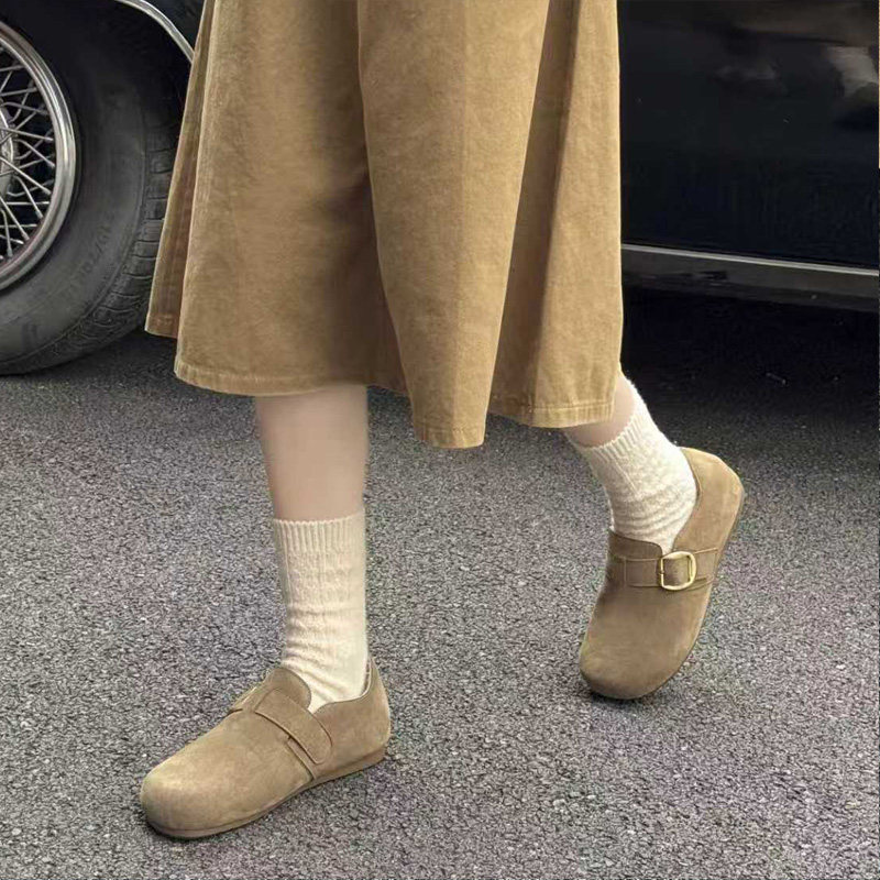 宽胖脚肥大码女鞋41-43毛毛鞋2025冬季新款真皮平底勃肯鞋808-1,淘宝优惠券,粉丝福利购,淘宝优惠卷