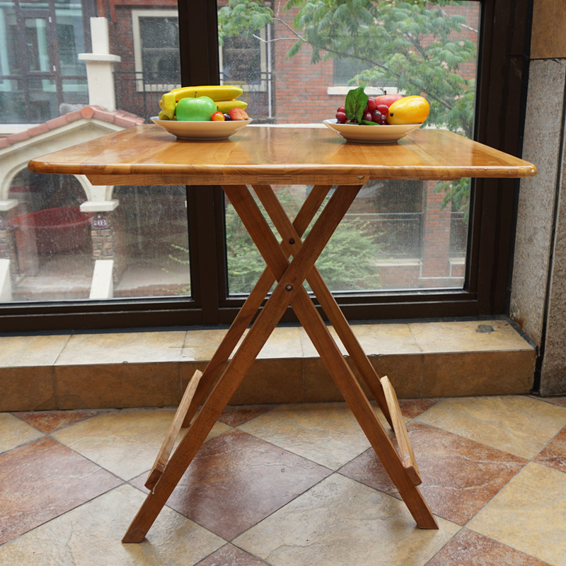 小桌子可折叠餐桌实木折叠桌简易方桌家用吃饭桌折叠书桌木枱圆桌