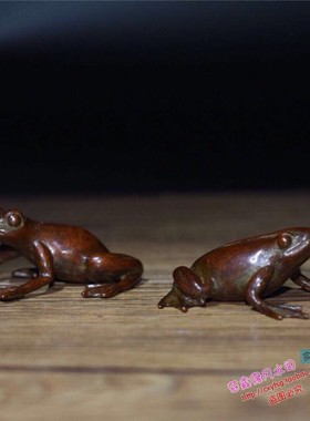 纯铜手工仿古风实心青蛙小摆件