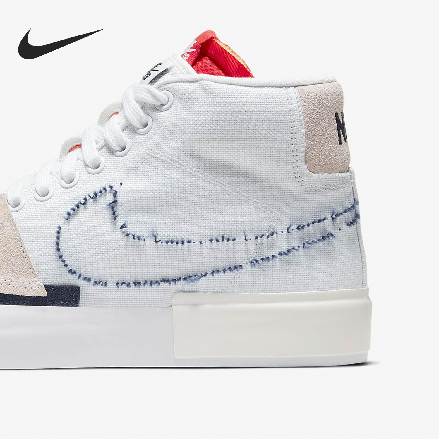 耐克正品BLAZER MID 男女拆钩拆线解构休闲鞋 CI3833-100江西TT仓 - 图1