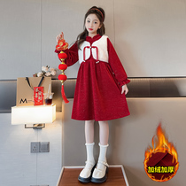 Girls dress for dress autumn and winter style 2023 new childrens national wind winter gush girl princess dresses New Years dress