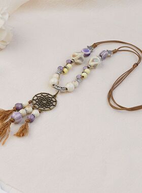 厂家直销景德镇陶瓷项链不掉色女轻奢小众秋冬毛衣项链女跨境饰品