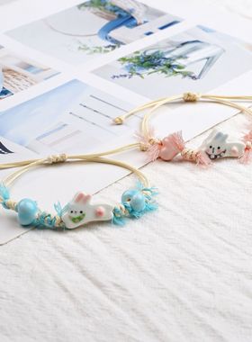 陶瓷手串手链有质感兔子手钏小众感串珠手串女可爱手环配饰新品