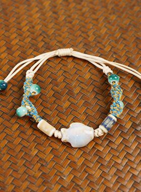 小红书新款民族风文艺手工编织陶瓷手绳手饰个性文艺复古配饰