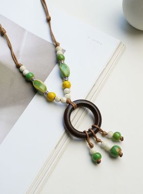冬季新款厂家直销陶瓷小众设计高级感项链新中式陶瓷毛衣链配饰女