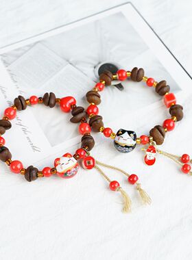 新年景德镇咖啡豆手串上班族创意咖啡香手链可爱卡通饰品文玩