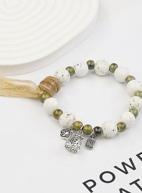 景德镇摆摊陶瓷手链流苏复古夏天汉服搭配饰品女新中式手串