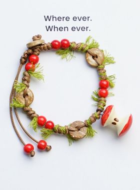 景德镇新款苹果圣诞重工编制手绳饰品手链送礼闺蜜学生手串