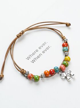 马上发财景德镇新春福气陶瓷手链新中式百搭饰品配饰直播货源