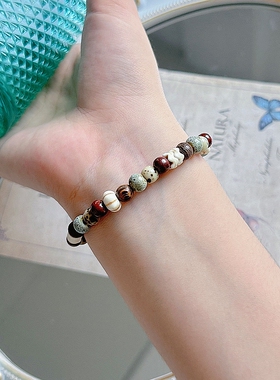 小红书热销敦煌色系景德镇陶瓷手串女民族风饰品手链源头厂货批发