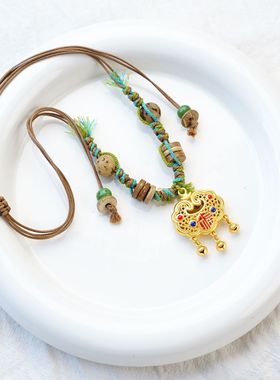 景德镇陶瓷项链小众气质平安锁新中式配饰毛衣链高级感小众首饰