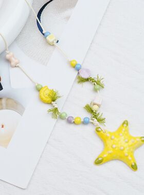景德镇陶瓷海星小清新夏天出游项链锁骨链配饰搭配直播货源