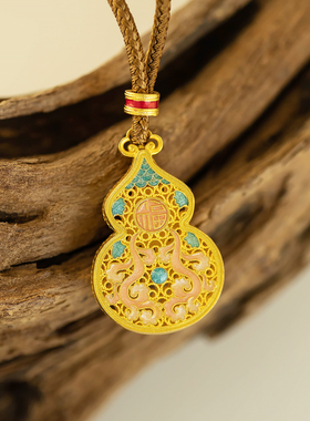 足银9999珐琅葫芦毛衣链