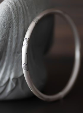 复古男女足银银杏叶手镯