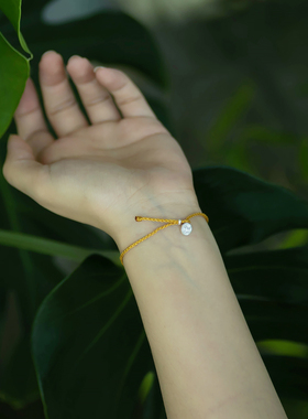 三个故事金丝绕足银999手链