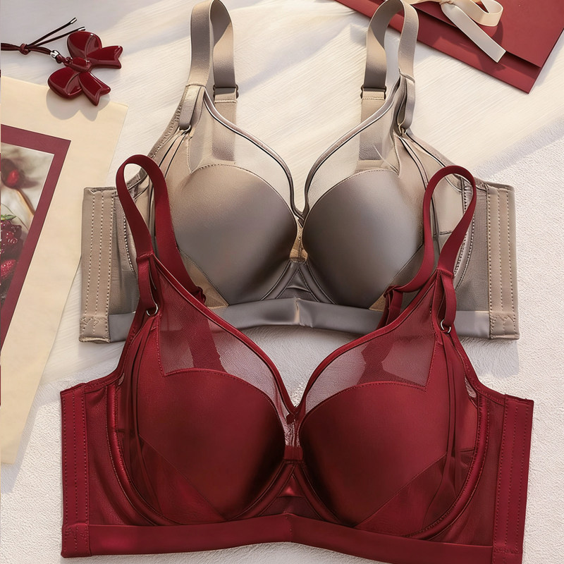日本红色内衣女薄款大胸显小2026马年结婚新娘内裤本命年文胸套装