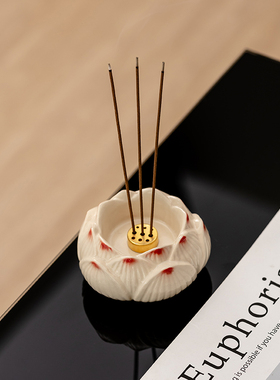 陶瓷莲花禅意线香炉供佛家用