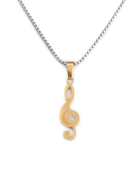 情侣浪漫音符闪钻钛钢挂链