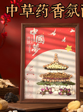 国庆节中药画材料创意中式中草药